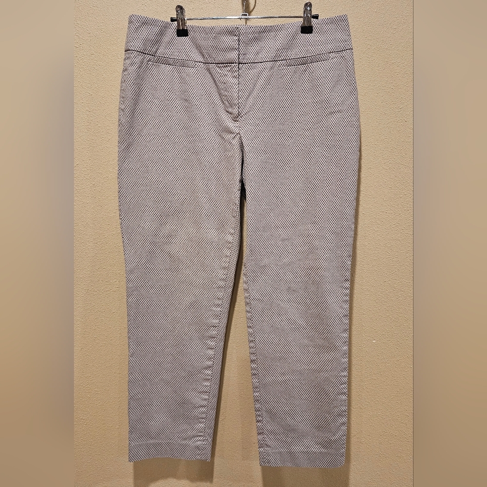 Ann Taylor Loft Julie Straight Pants With Black / White Spots - Neutral, Size 12